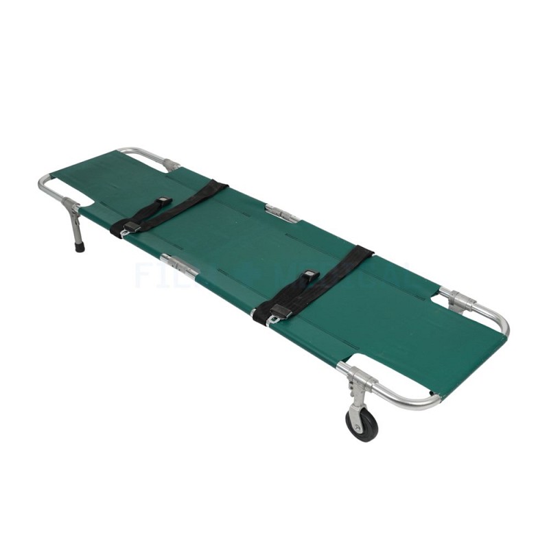 Green Stretcher With Fold Out Wheels